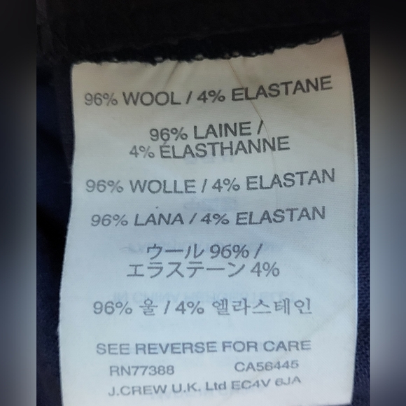 J. Crew Women's Navy Paley Pants in Italian Bi-Stretch Wool - Size 00 - Picture 6 of 6